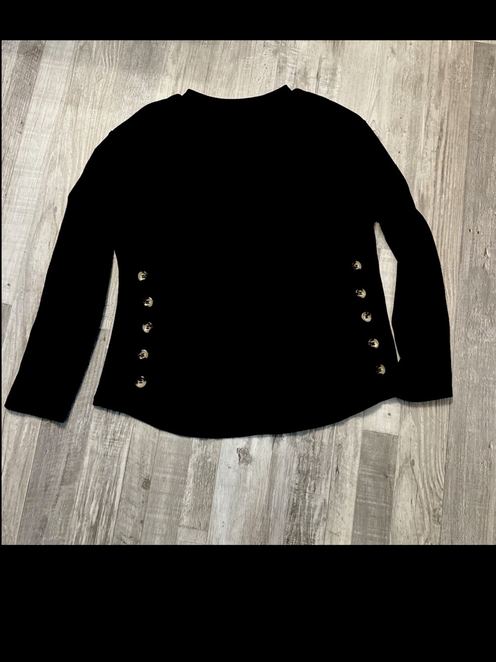 Shein Women's Size Large Black Rib Knit  Long Sleeve Top